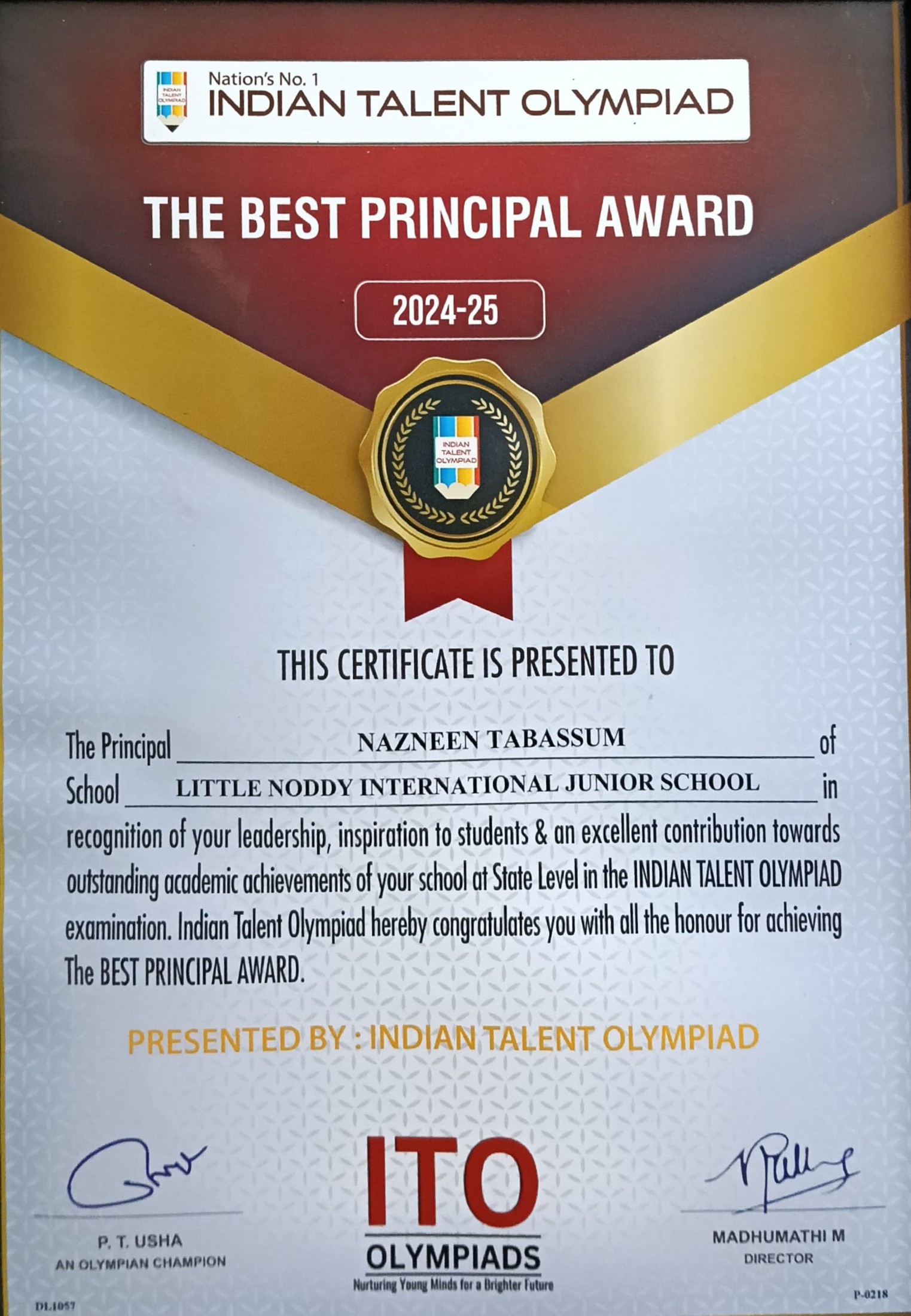 The Best Principal Award | Little Noddy International Play School