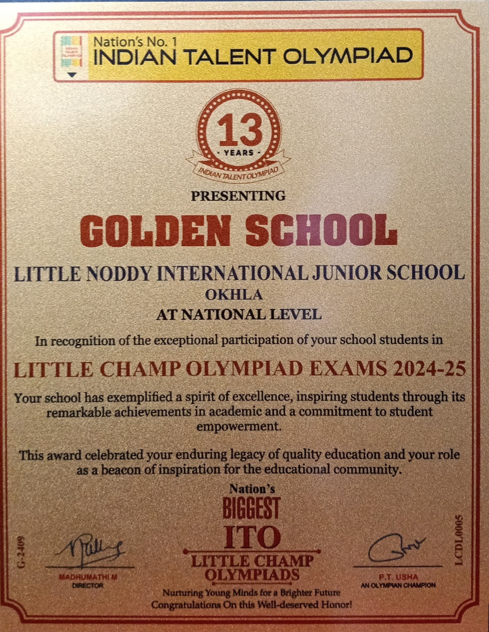 Golden School - National Level | Little Noddy International Play School